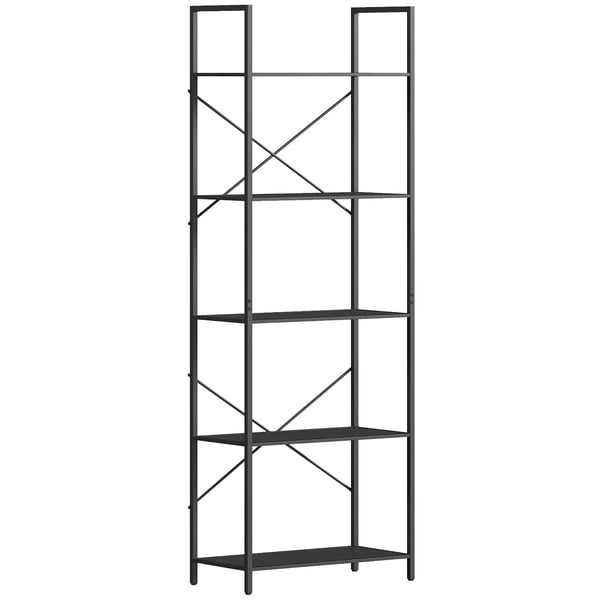 Reol m. 5 Niveauer – Sort Metal – 60x30x170,5 cm