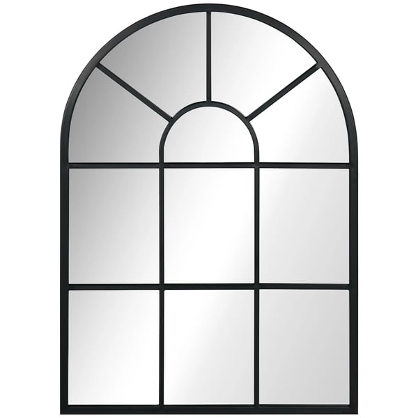 Seinäpeili Ikkunapeili 70x50cm Metallikehyksellä Ripustettava Peili Olohuoneeseen, Makuuhuoneeseen, Musta