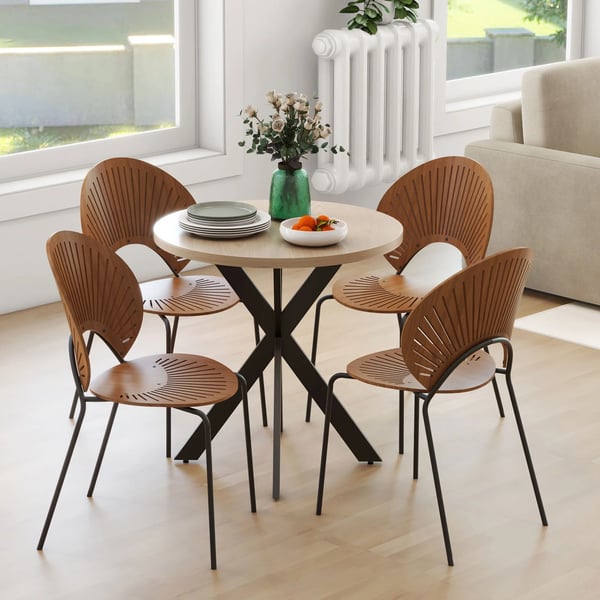 Ruokapöytä 75 x 75 cm pyöreä keittiönpöytä 2-4 hengelle moderni ruokailutilan pöytä hämähäkkijalalla ruskea