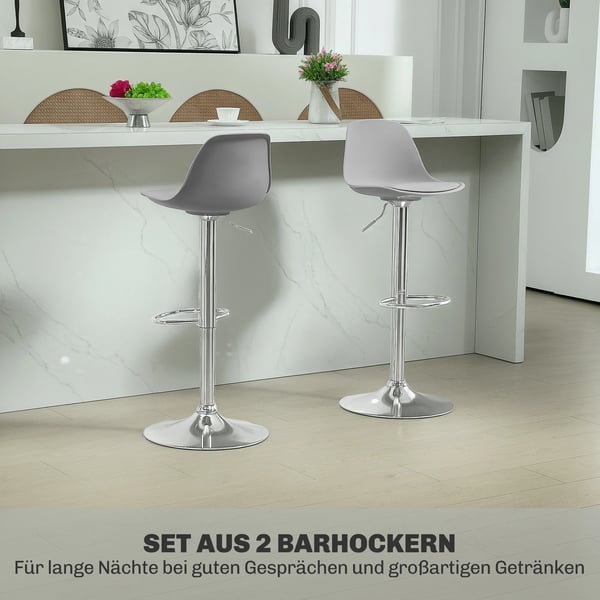 Barpallar 2-pack, höjdjusterbara köksstolar i konstläder, grå