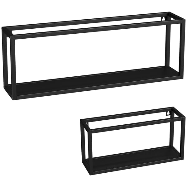 Vägghyllor i 2-pack, 15 kg bärförmåga, för väggmontering, stål, svart
