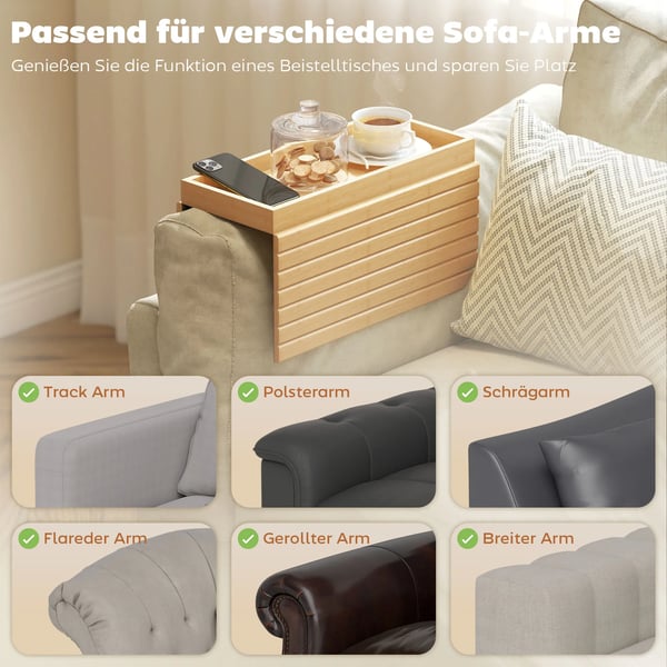 Armlænsbakke til sofa - Bambustræ