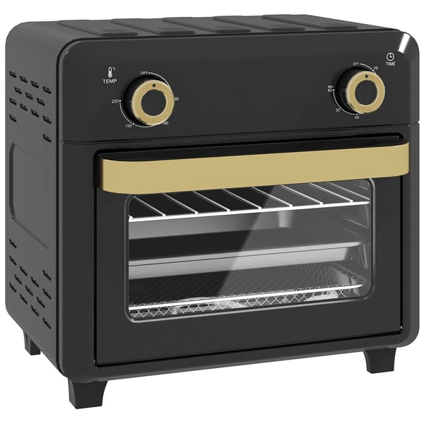 Miniuuni kiertoilmalla & Airfryer - 10L, ruostumaton teräs, musta (32x27x30cm)