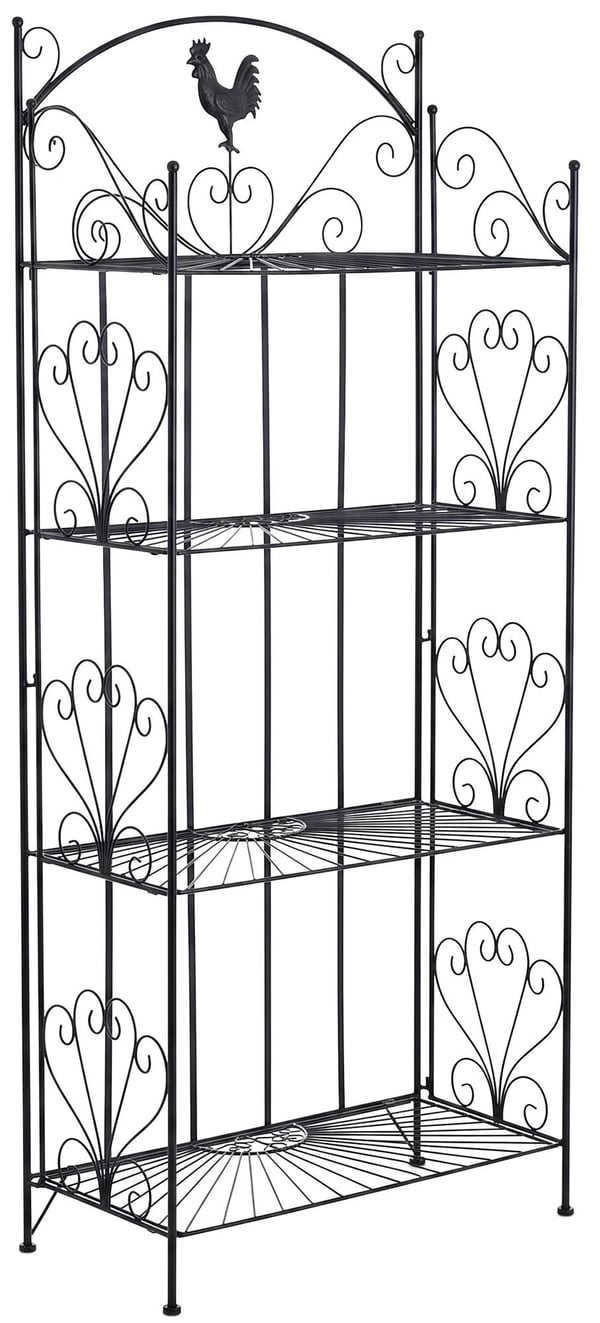 Mia Sammenklappelig Metal Gulvhylde - Sort, 4 Hylder, Dekorativ Stående Organizer i Landlig Stil til Stue, Kontor, Planter, Bøger (153cm) Mia Sammenklappelig Metal Gulvhylde - Sort, 4 Hylder, Dekorativ Stående Organizer i Landlig Stil til Stue, Kontor, Planter, Bøger (153cm)