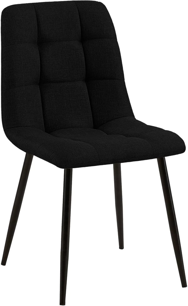 Tilde tygmatstol - Svart metallram - Bekväm sittplats med quiltad detalj