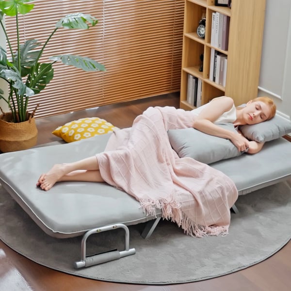 Bäddsoffa Toskiftad, Justerbar & Sovfunktion, Mörkgrå Polyester