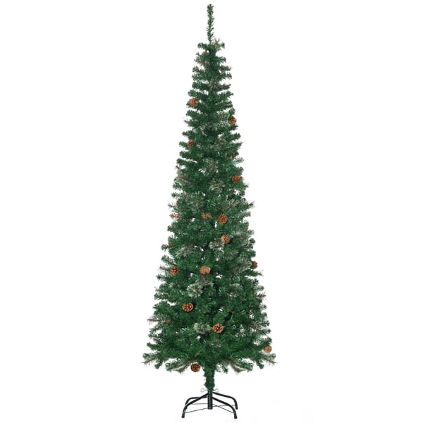 keinotekoinen joulukuusi, 195 cm joulukuusi, 556 oksankärkeä, 25 käpyä, kokoontaitettava metallijalusta, joulukoristelu, vihreä