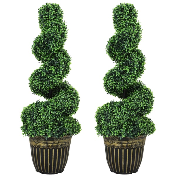 Kunstige Planter 2 stk. Spiral Buxbom (90 cm) - UV-bestandige PE/Stål, Grøn til Indendørs/Udendørs Brug