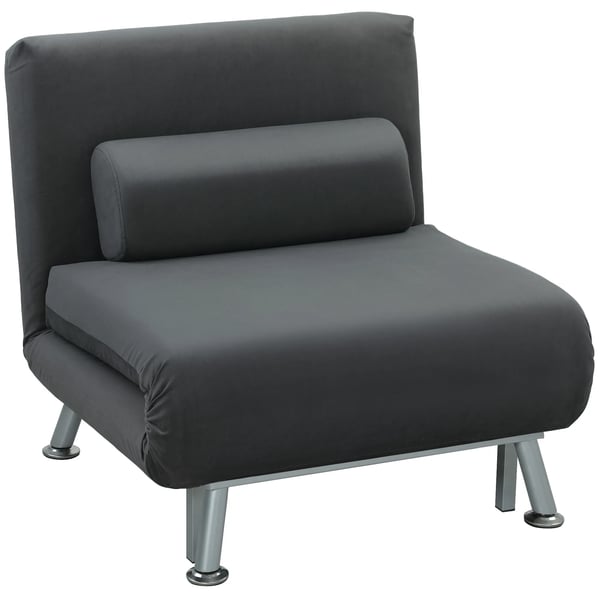 Hopfällbar Fåtölj med Sovfunktion - Mörkgå, Samtliknande Polyester - 150 kg Belastning