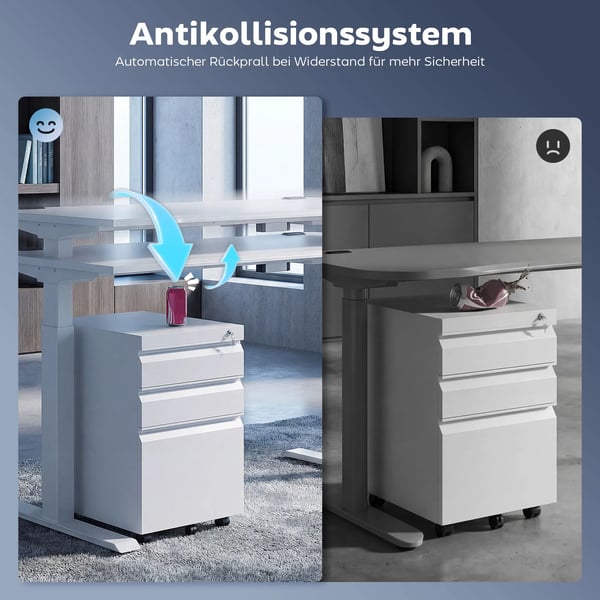 Elektriskt höjdjusterbart skrivbordsstativ i vit legerad stål, 2 motorer, 3 minnen, anti-kollision, 100 kg kapacitet, 83-130 cm bredd
