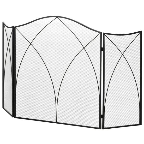kokoontaitettava takkasuoja, 3-paneelinen metallinen kipinäsuoja, 126x76 cm, musta