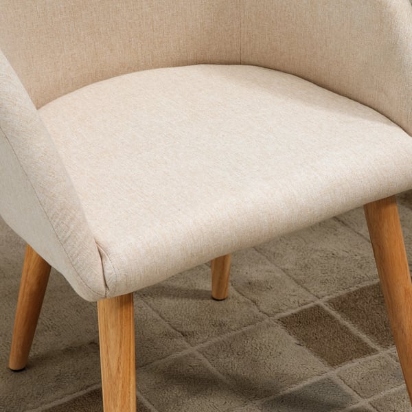 2-pack matstolar, beige, metallram, naturträben, linneliknande tyg, ergonomisk design