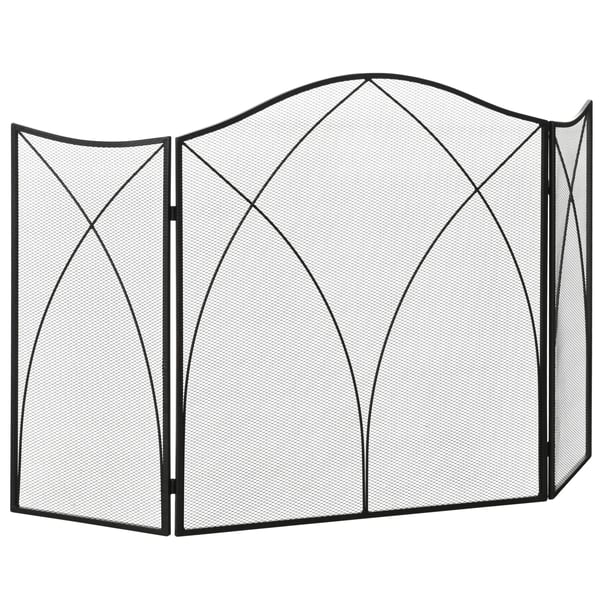 kokoontaitettava takkasuoja, 3-paneelinen metallinen kipinäsuoja, 126x76 cm, musta