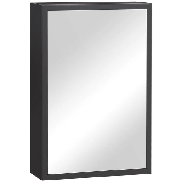 Spejlskab Sort V2gmonteret med 3 hylder, Rustfrit st2l, Aluminium, Glas, 40x15x60 cm