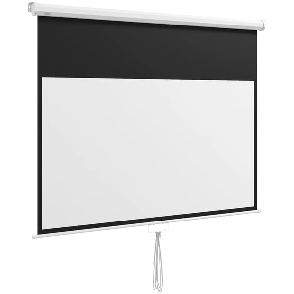 projektorinäyttö 172 x 96 cm manuaalinen valkokangas, rullakangas 4K, HD, elokuvanäyttö kotiteatteriin ja esitykseen valkoinen