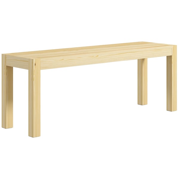 Bænk i fyrretræ, natur, 120x33x45cm - 2-sæders spisebænk i bondegårdsstil til stuen, max 240kg