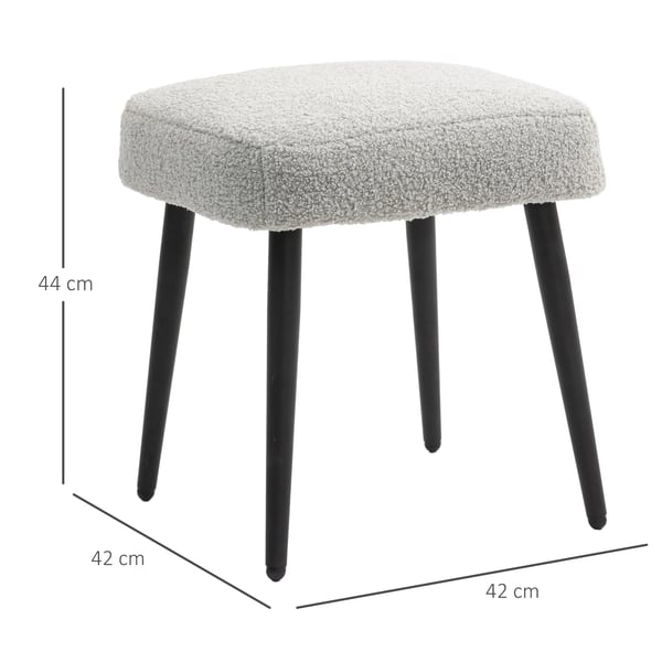 Fyrkantig Pall, Fotstöd med Kashmirkänsla, Ljusgrå, Polyester/Stål, 42x42x47cm
