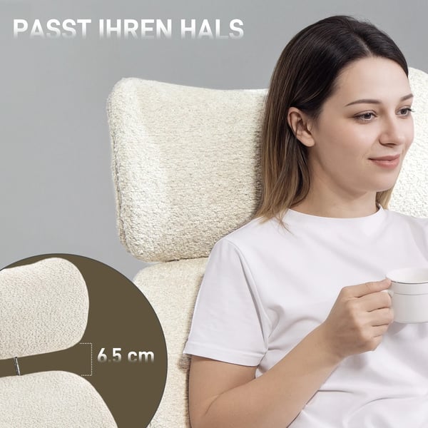 kontorstol med justerbar nakkestøtte, ergonomisk skrivebordsstol, vippefunktion, højdejusterbar, gråhvid