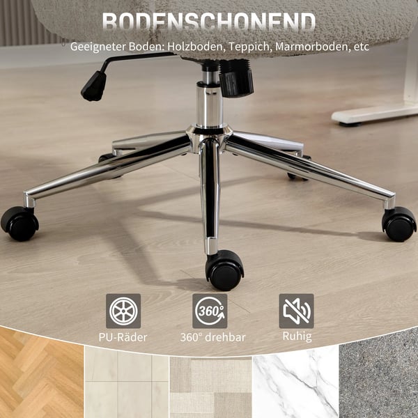 kontorstol med justerbar nakkestøtte, ergonomisk skrivebordsstol, vippefunktion, højdejusterbar, gråhvid