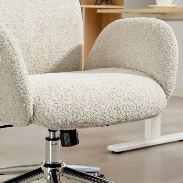 kontorstol med justerbar nakkestøtte, ergonomisk skrivebordsstol, vippefunktion, højdejusterbar, gråhvid