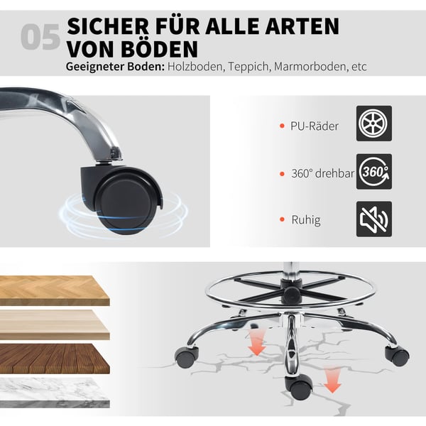 Ergonomisk Ritstol med Ländstöd, Justerbar Höjd, Svängbar, Svart Polyester & Stål - Perfekt för Hemmakontor