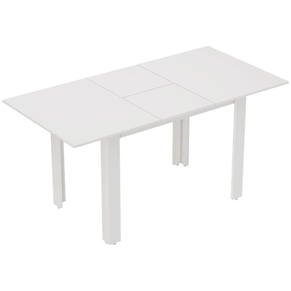Utdragbart matbord, justerbart kffeningsbebord ffr 4-6 perser, 120-160 x 80 cm, hfgglansvit, MDF