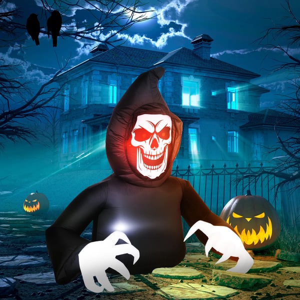 Oppustelig Halloween-dekoration, Døden, LED-lys, Blæser, Kabel