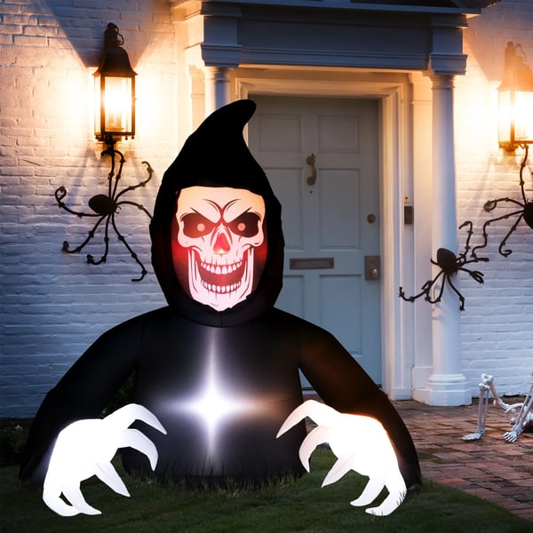 Oppustelig Halloween-dekoration, Døden, LED-lys, Blæser, Kabel