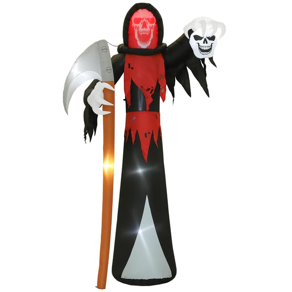 Halloween-koriste 3,7 metrin valtava Viikatemies LED-valaistuksella hohtava ilmatäytteinen hahmo ulkokäyttöön Halloween-koriste 3,7 metrin valtava Viikatemies LED-valaistuksella hohtava ilmatäytteinen hahmo ulkokäyttöön