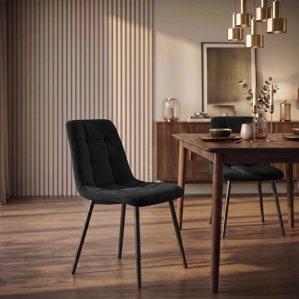 Set med 4 Tilde sammetsstolar - Svart metallram