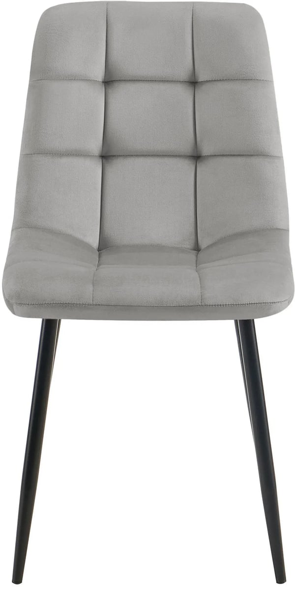 Sæt med 2 Tilde grå velour spisebordsstole med metalben
