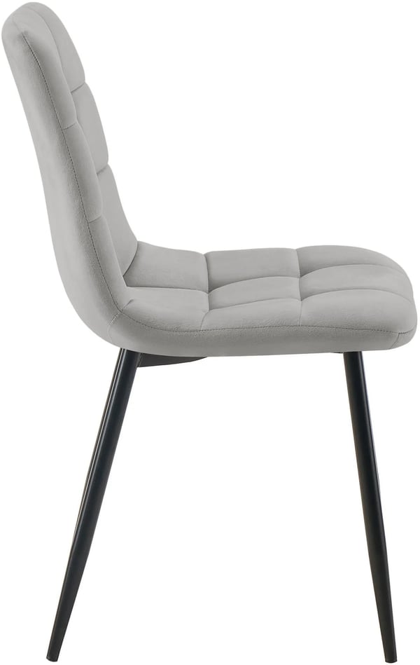 Sæt med 2 Tilde grå velour spisebordsstole med metalben