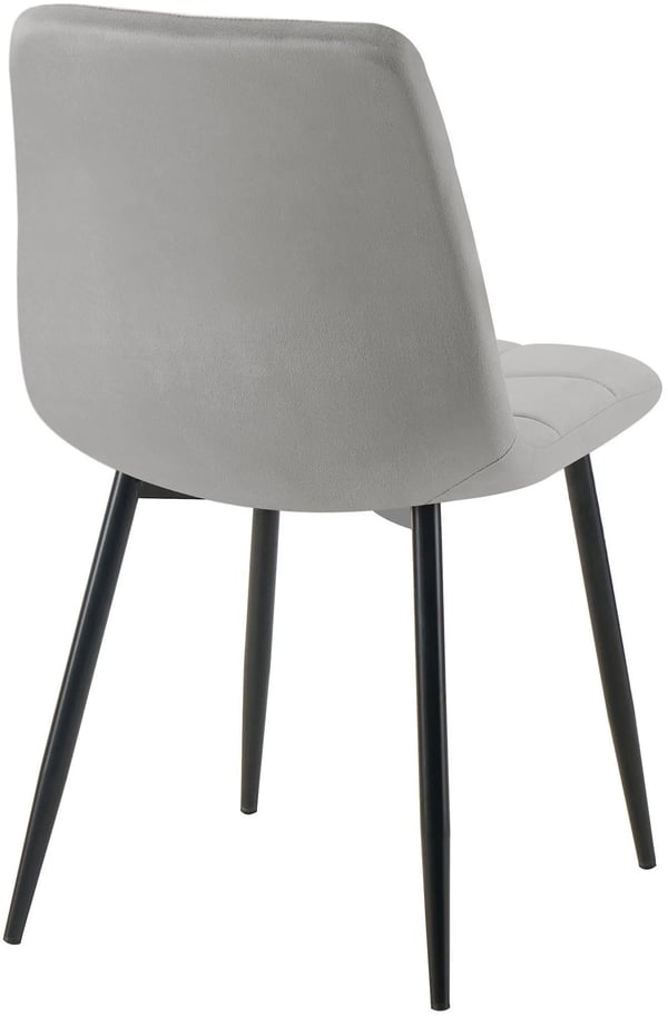 Sæt med 2 Tilde grå velour spisebordsstole med metalben