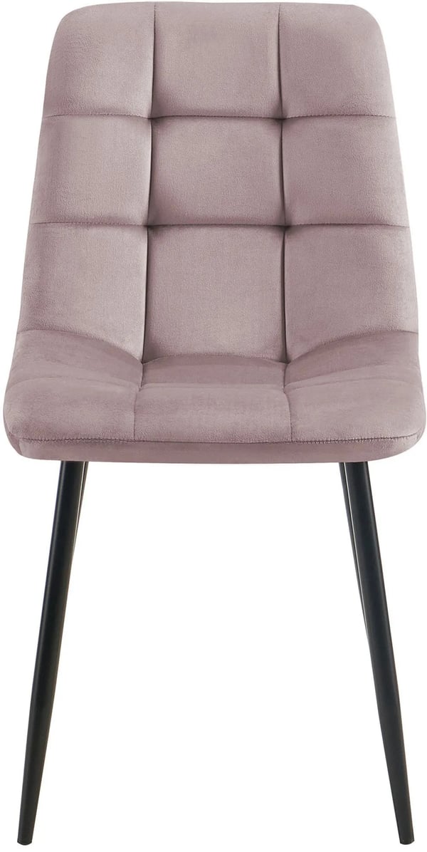 Sæt med 4 lyserøde Tilde spisebordsstole i velour med metalstel - Moderne og tidløst design