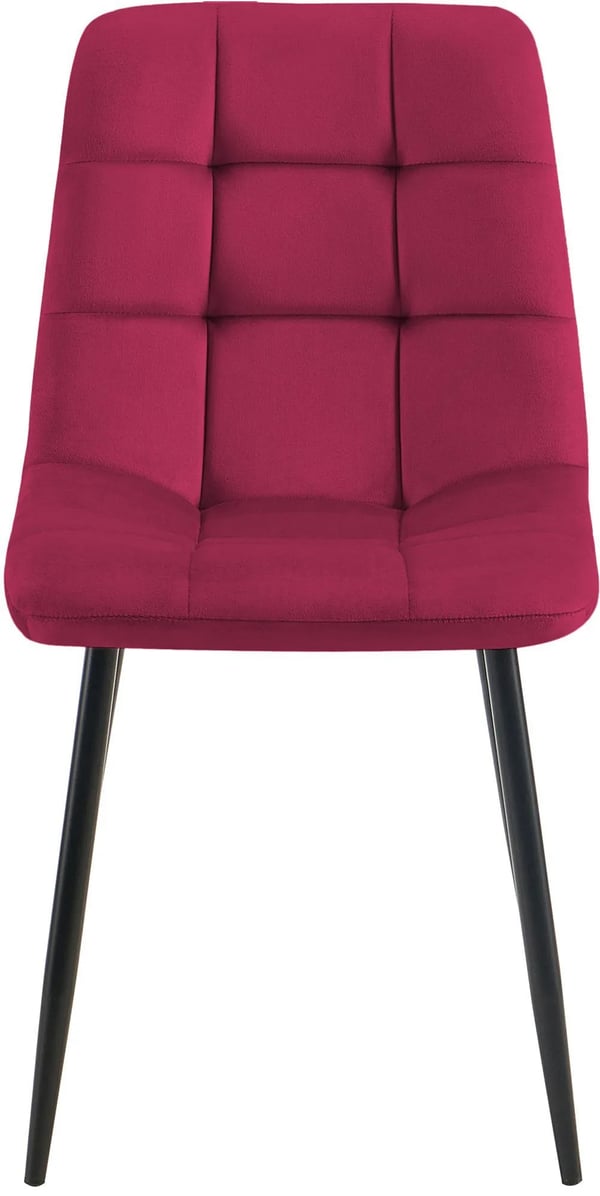 Tilde spisestol i rød velour med metalstel (55x45x84cm)