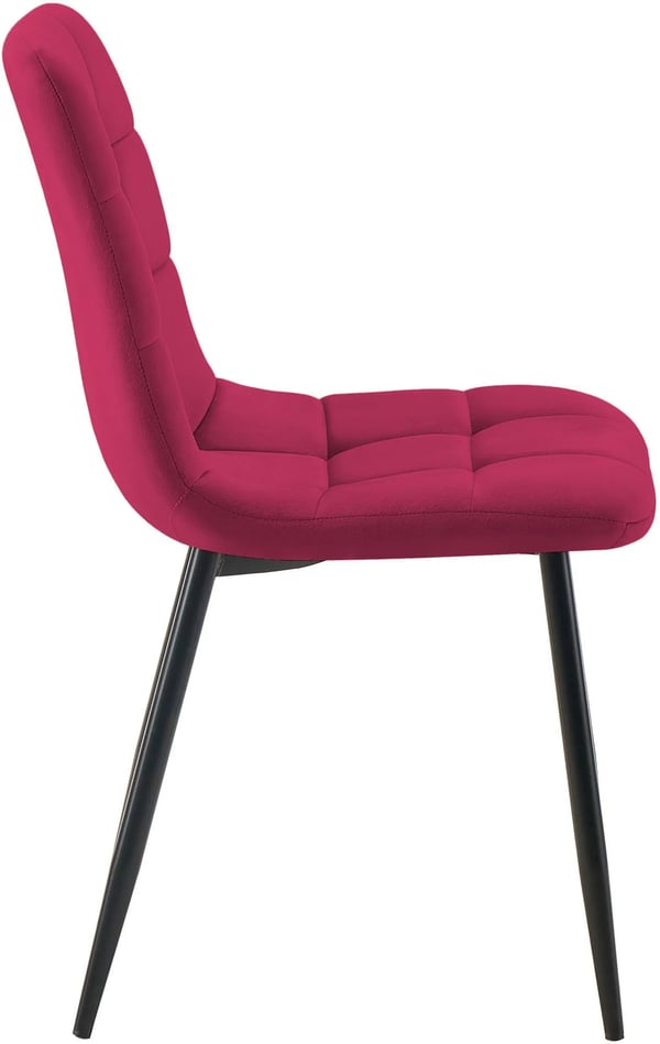 Tilde spisestol i rød velour med metalstel (55x45x84cm)