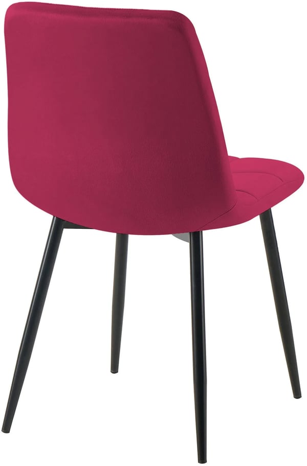 Tilde spisestol i rød velour med metalstel (55x45x84cm)