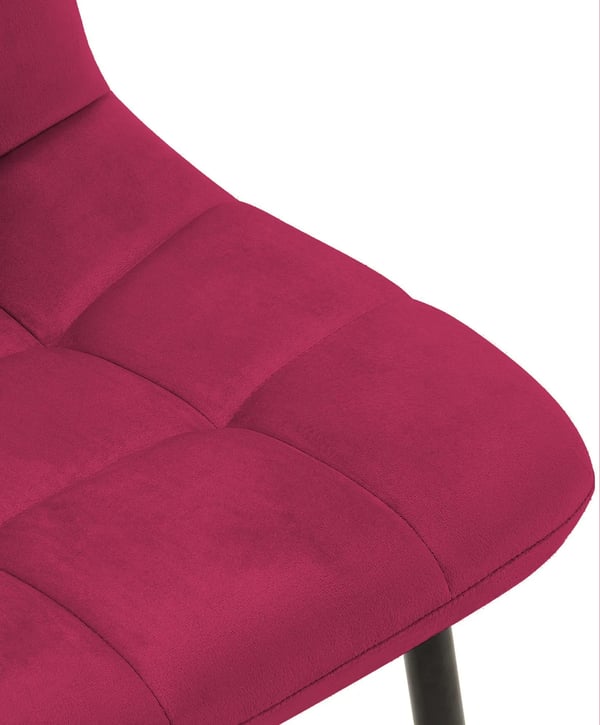Tilde spisestol i rød velour med metalstel (55x45x84cm)