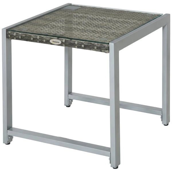 ® havebord have-sidebord med hærdet glas polyrattan + aluminium