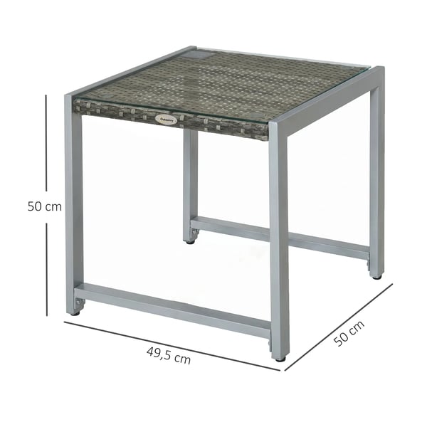 ® havebord have-sidebord med hærdet glas polyrattan + aluminium
