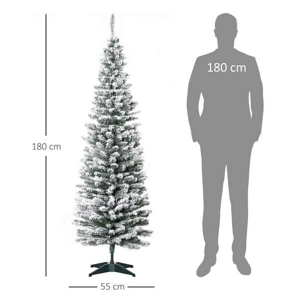 Lumipeitteinen Tekojoulukuusi, 180 cm, 390 oksakärkeä, Vihreä/Valkoinen, Metallijalusta
