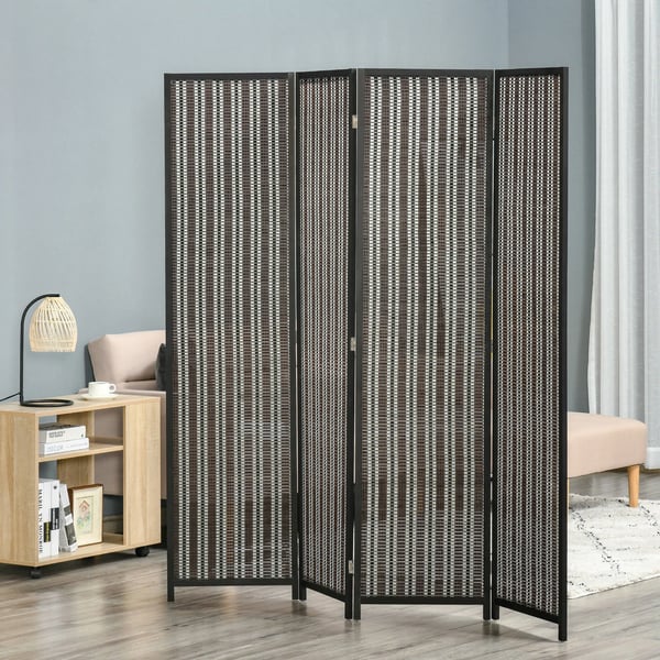 Foldbar Rumdeler 4-delt 180x180 cm, Afskærmning af Bambus, Brun