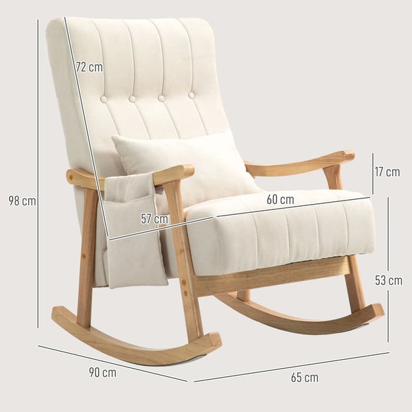 Gungstol i Beige Polyester, mjuk stoppad med svankstöd och sidoficka