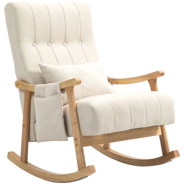 Gungstol i Beige Polyester, mjuk stoppad med svankstöd och sidoficka