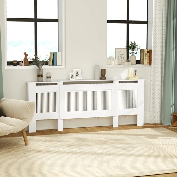 Säädettävä Patterinsuojus Valkoinen MDF 125-201 cm