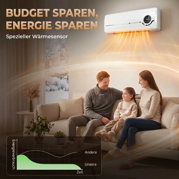 seinäkiinnitteinen keraaminen lämpöpuhallin 2000W puhaltimella, kaukosäätimellä, 2 lämmitystilaa, LED-näyttö