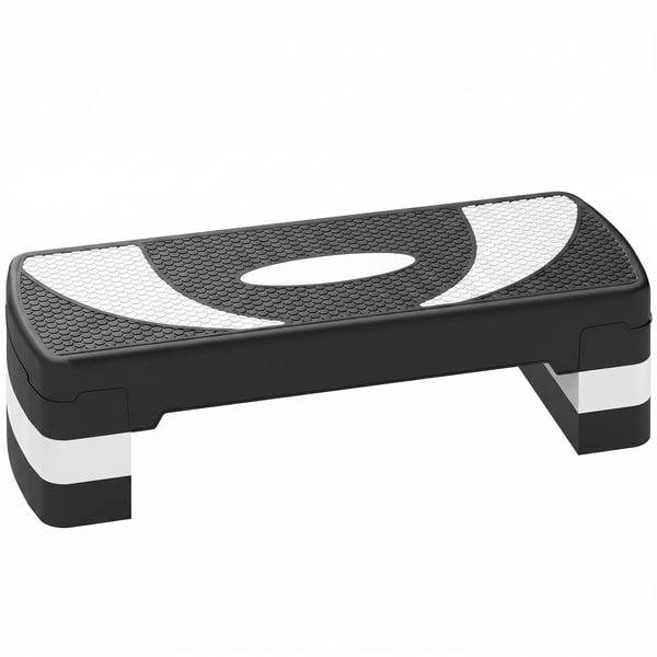 Aerobics Steppbräda Träningsredskap Justerbar Höjd 10-20cm Plast Svart/Grå Max 150kg 80x31x10-20cm