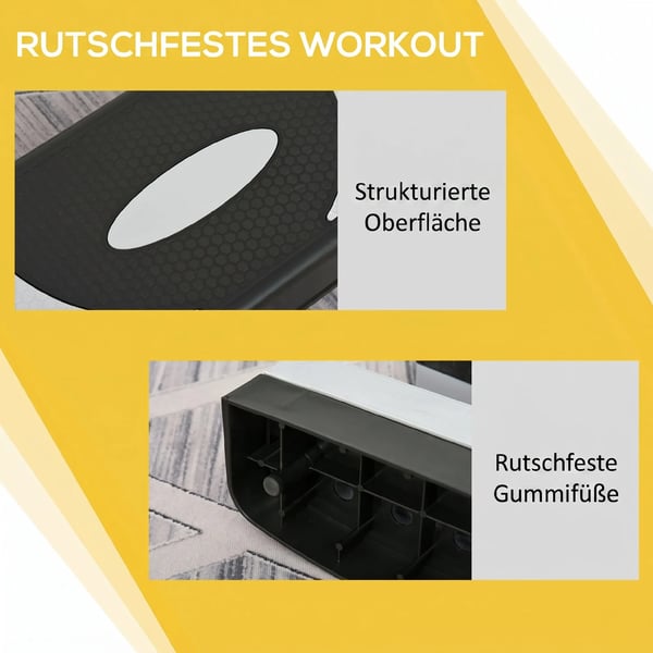 Aerobics Steppbräda Träningsredskap Justerbar Höjd 10-20cm Plast Svart/Grå Max 150kg 80x31x10-20cm