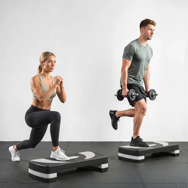 Aerobics Steppbräda Träningsredskap Justerbar Höjd 10-20cm Plast Svart/Grå Max 150kg 80x31x10-20cm