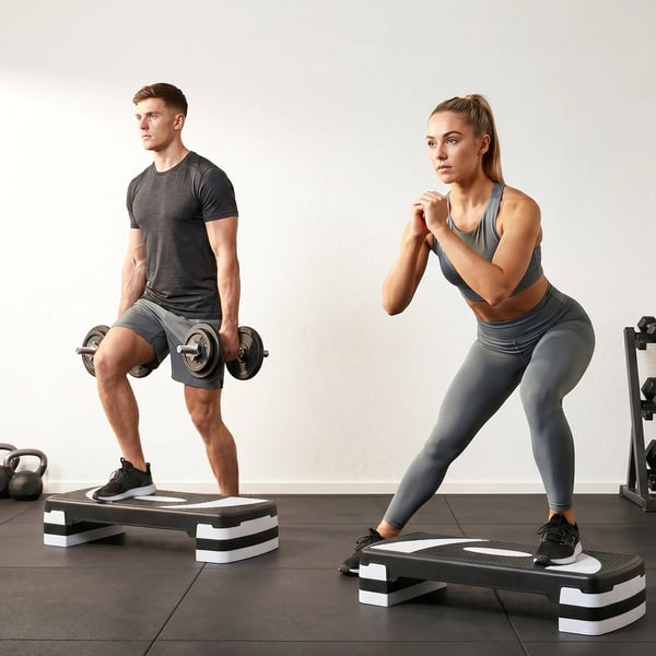 Aerobics Steppbräda Träningsredskap Justerbar Höjd 10-20cm Plast Svart/Grå Max 150kg 80x31x10-20cm